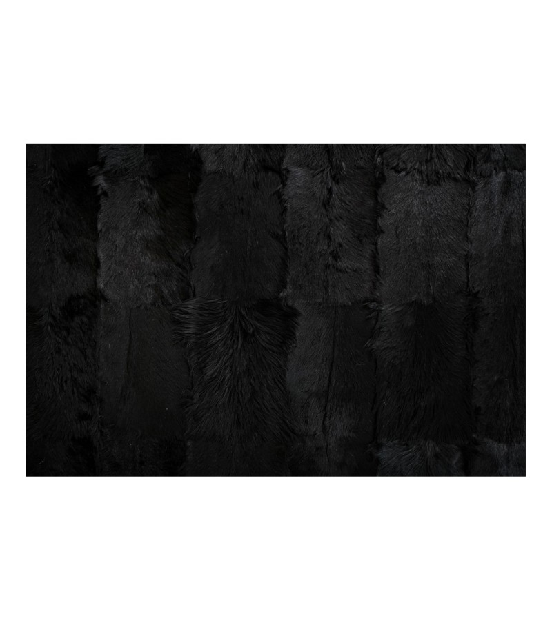 Handmade 100% Genuine Goatskin Rug, Patchwork Goatskin Area Rug, Black Hair on Leather Rug, Natural leather Rug, Area Rug 10