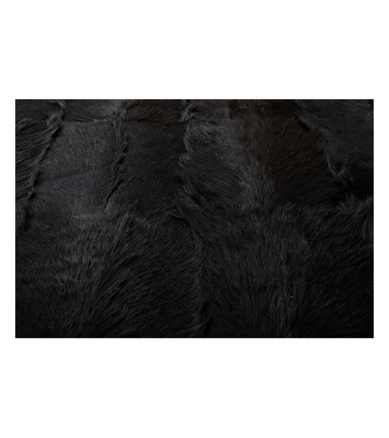 Handmade 100% Genuine Goatskin Rug, Patchwork Goatskin Area Rug, Black Hair on Leather Rug, Natural leather Rug, Area Rug 10