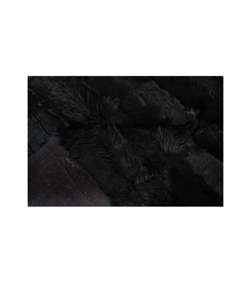 Handmade 100% Genuine Goatskin Rug, Patchwork Goatskin Area Rug, Black Hair on Leather Rug, Natural leather Rug, Area Rug 10