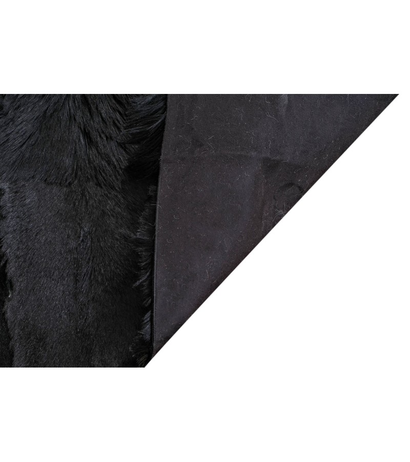 Handmade 100% Genuine Goatskin Rug, Patchwork Goatskin Area Rug, Black Hair on Leather Rug, Natural leather Rug, Area Rug 10