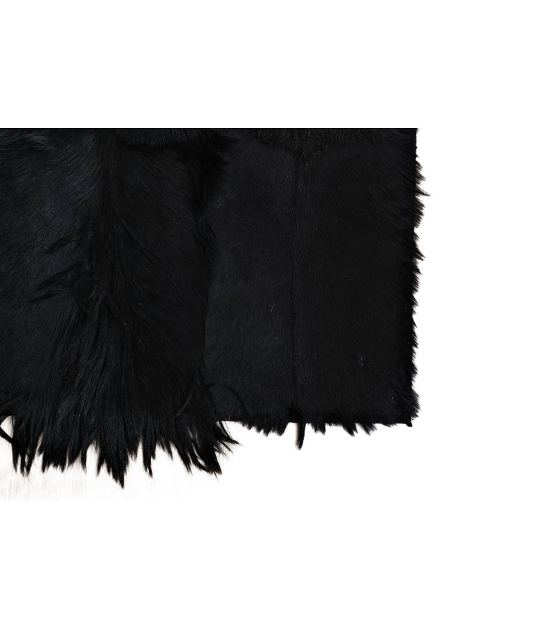 Handmade 100% Genuine Goatskin Rug, Patchwork Goatskin Area Rug, Black Hair on Leather Rug, Natural leather Rug, Area Rug 10