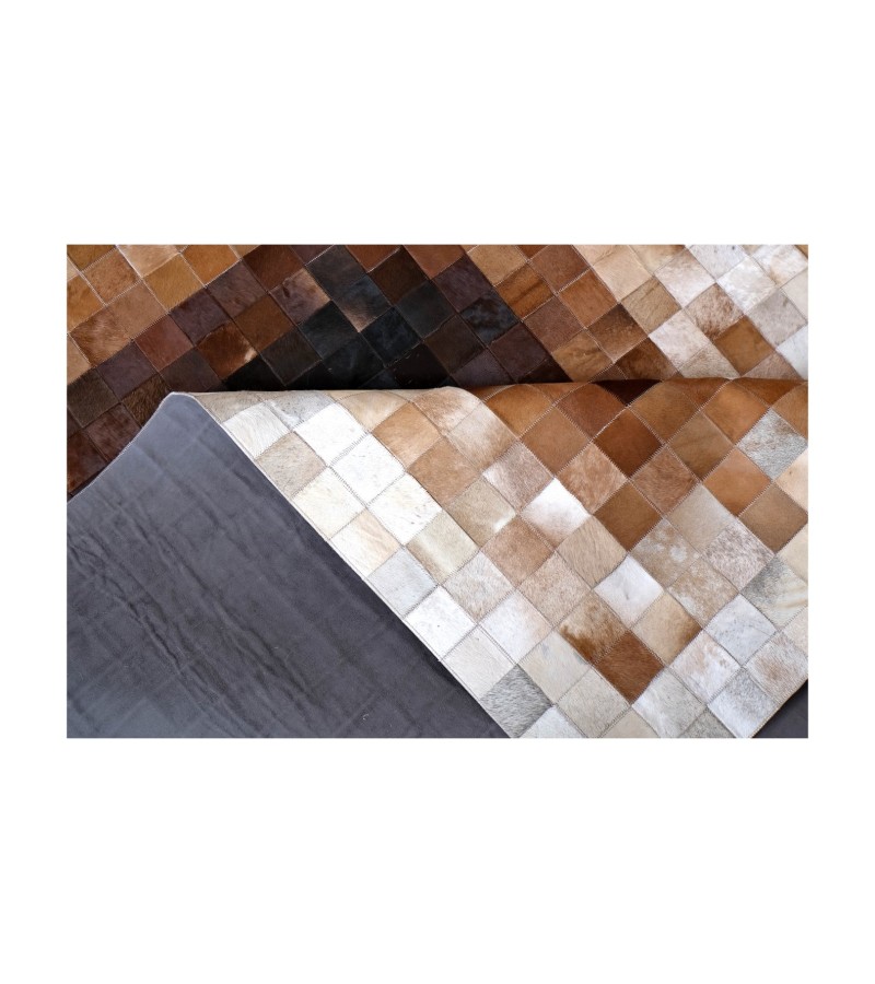 5'3x7'6 Handmade Natural Cowhide Rug / Real Hair-on Leather Patchwork Carpet / Home Decor Area Rug / Hallway or Door Runner / Floor Rug