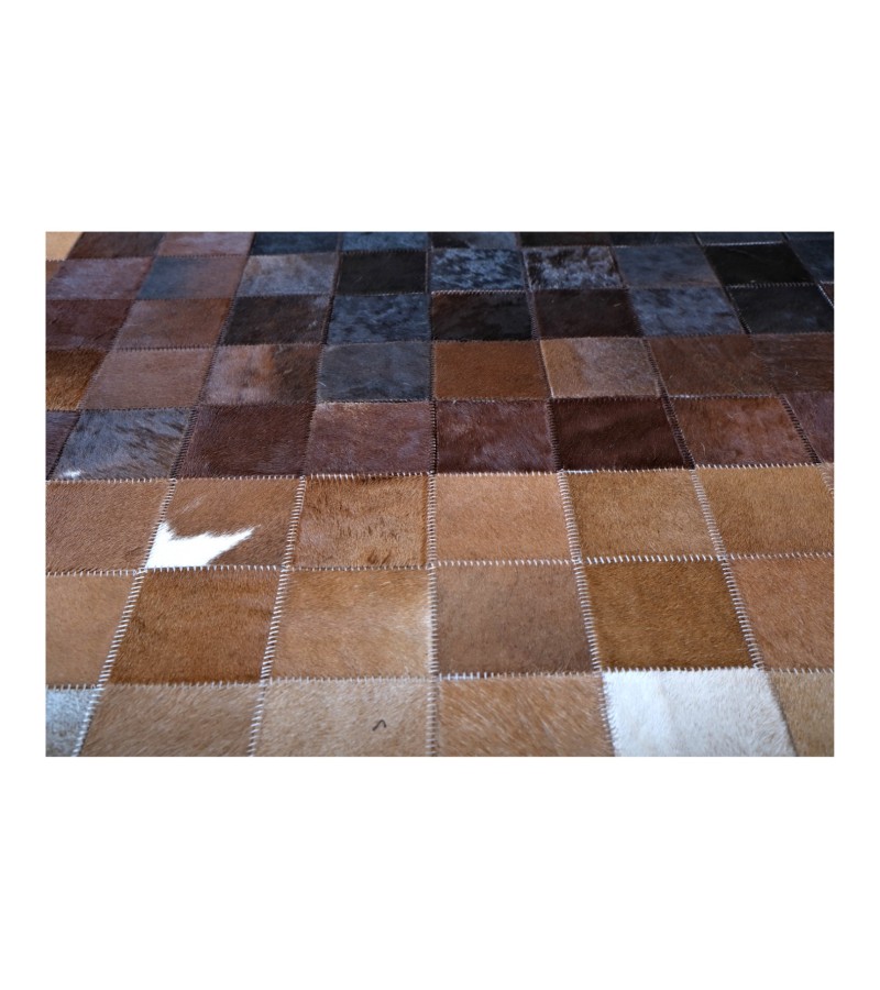 5'3x7'6 Handmade Natural Cowhide Rug / Real Hair-on Leather Patchwork Carpet / Home Decor Area Rug / Hallway or Door Runner / Floor Rug