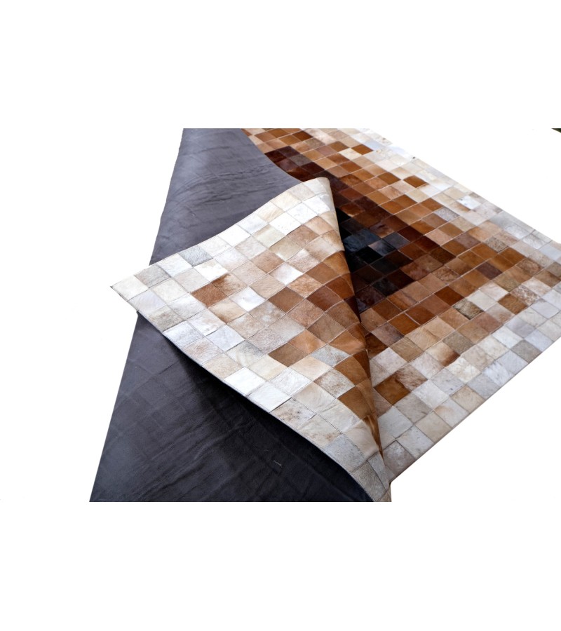 5'3x7'6 Handmade Natural Cowhide Rug / Real Hair-on Leather Patchwork Carpet / Home Decor Area Rug / Hallway or Door Runner / Floor Rug