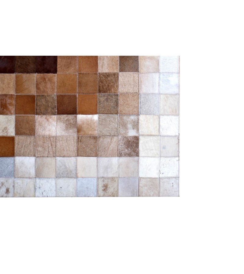 5'3x7'6 Handmade Natural Cowhide Rug / Real Hair-on Leather Patchwork Carpet / Home Decor Area Rug / Hallway or Door Runner / Floor Rug