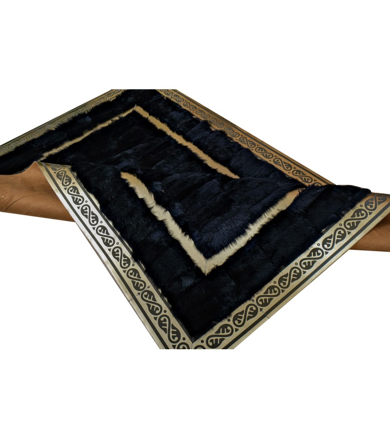 Black and Gold Plush Rug, Black Faux Leather Area Rug, Black and Gold Carpet, Black Plush Living Room Rug, Plush Rug, Black Gold Area Rug