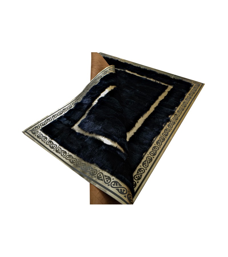 Black and Gold Plush Rug, Black Faux Leather Area Rug, Black and Gold Carpet, Black Plush Living Room Rug, Plush Rug, Black Gold Area Rug