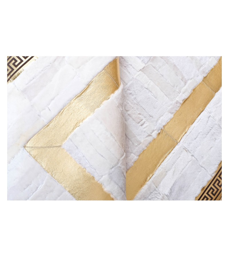 Handmade 100% Genuine Goatskin Rug, Patchwork Goatskin Area Rug, White Hair on Leather Rug, Natural leather Rug, Area Rug 10