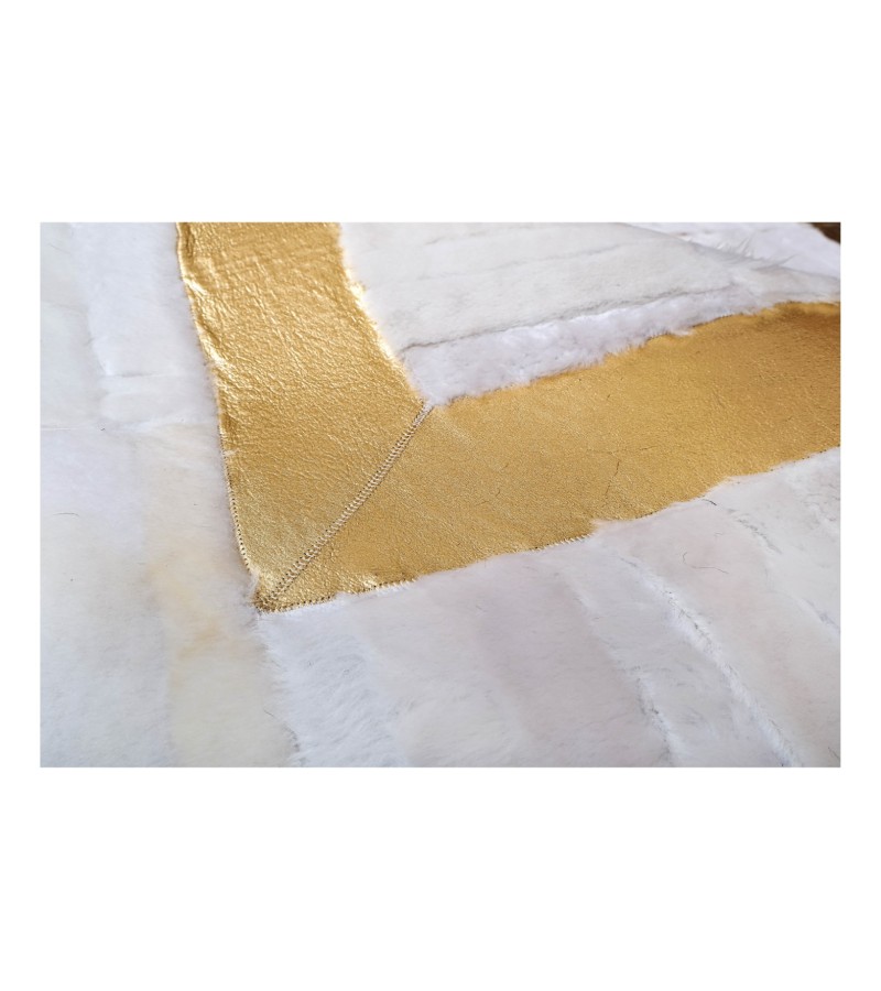 Handmade 100% Genuine Goatskin Rug, Patchwork Goatskin Area Rug, White Hair on Leather Rug, Natural leather Rug, Area Rug 10