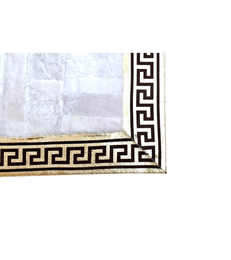 Handmade 100% Genuine Goatskin Rug, Patchwork Goatskin Area Rug, White Hair on Leather Rug, Natural leather Rug, Area Rug 10