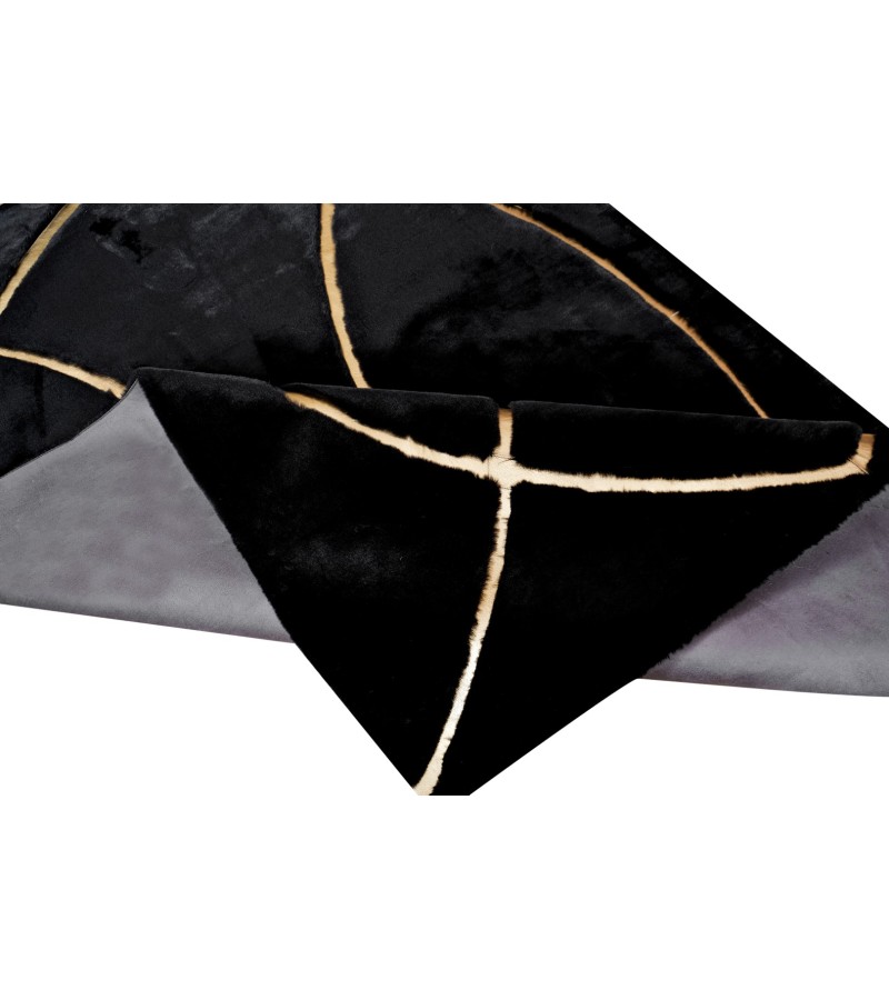 Black and Gold Plush Rug, Black Faux Leather Area Rug, Black and Gold Carpet, Black Plush Living Room Rug, Plush Rug, Black Gold Area Rug