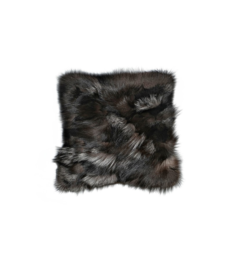 Natural Fox Fur Anthracite Blanket Pillow, Real Fur Throw, Custom Anthracite Throw Pillow Set, Decorative Throw, Decor Housewarming Gift
