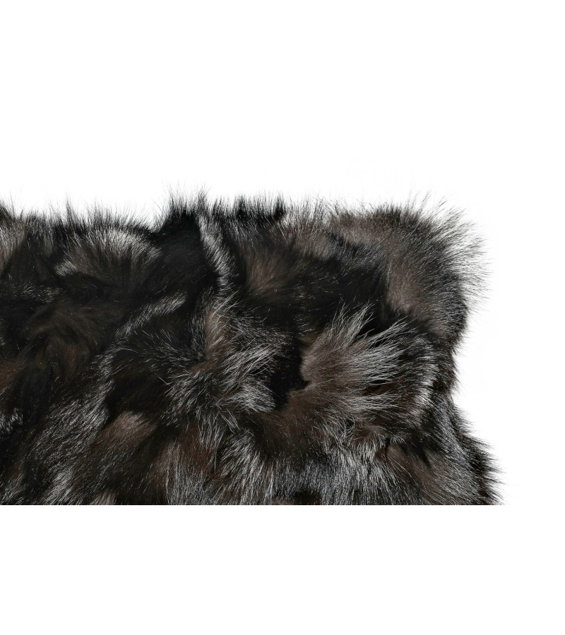 Natural Fox Fur Anthracite Blanket Pillow, Real Fur Throw, Custom Anthracite Throw Pillow Set, Decorative Throw, Decor Housewarming Gift