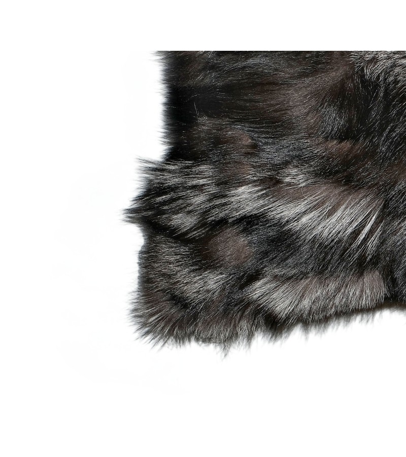 Natural Fox Fur Anthracite Blanket Pillow, Real Fur Throw, Custom Anthracite Throw Pillow Set, Decorative Throw, Decor Housewarming Gift
