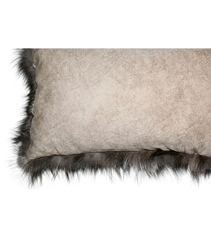 Natural Fox Fur Anthracite Blanket Pillow, Real Fur Throw, Custom Anthracite Throw Pillow Set, Decorative Throw, Decor Housewarming Gift