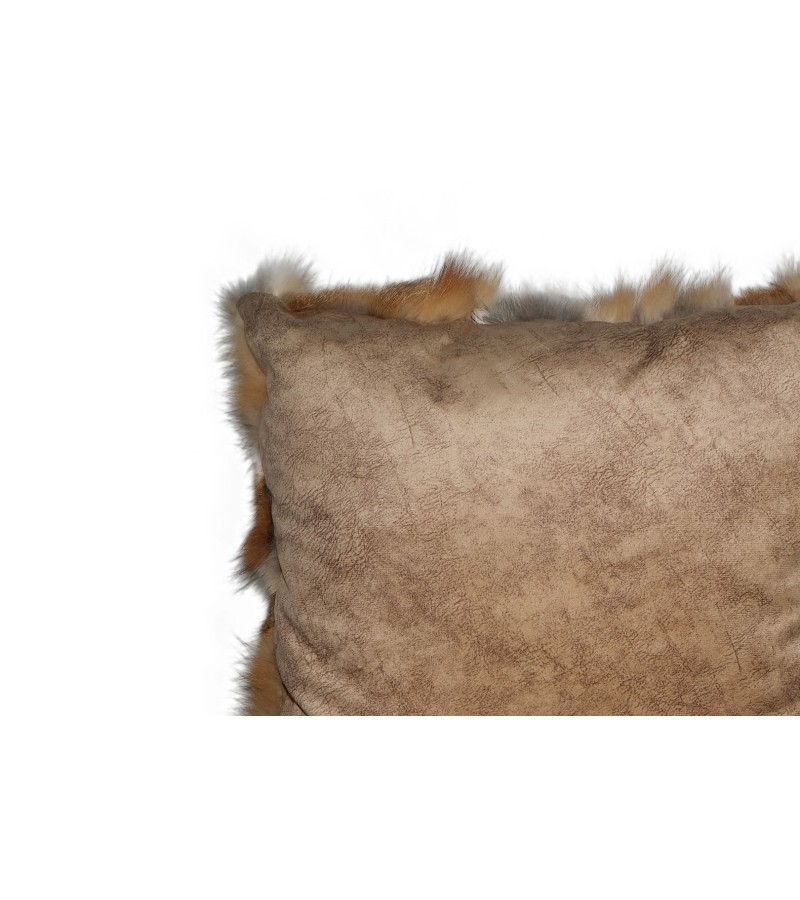 Natural Fox Fur Brown Blanket Pillow, Real Fur Throw, Custom Brown Throw Pillow Set, Fluffy Fur Decorative Throw, Decor Housewarming Gift