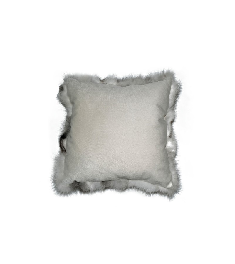 Natural Fox Fur Gray Blanket Pillow, Real Fur Throw, Custom Gray Throw Pillow Set, Fluffy Fur Decorative Throw, Decor Housewarming Gift