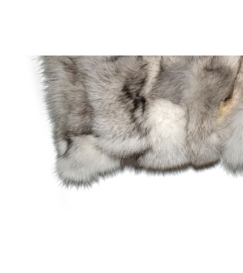 Natural Fox Fur Gray Blanket Pillow, Real Fur Throw, Custom Gray Throw Pillow Set, Fluffy Fur Decorative Throw, Decor Housewarming Gift