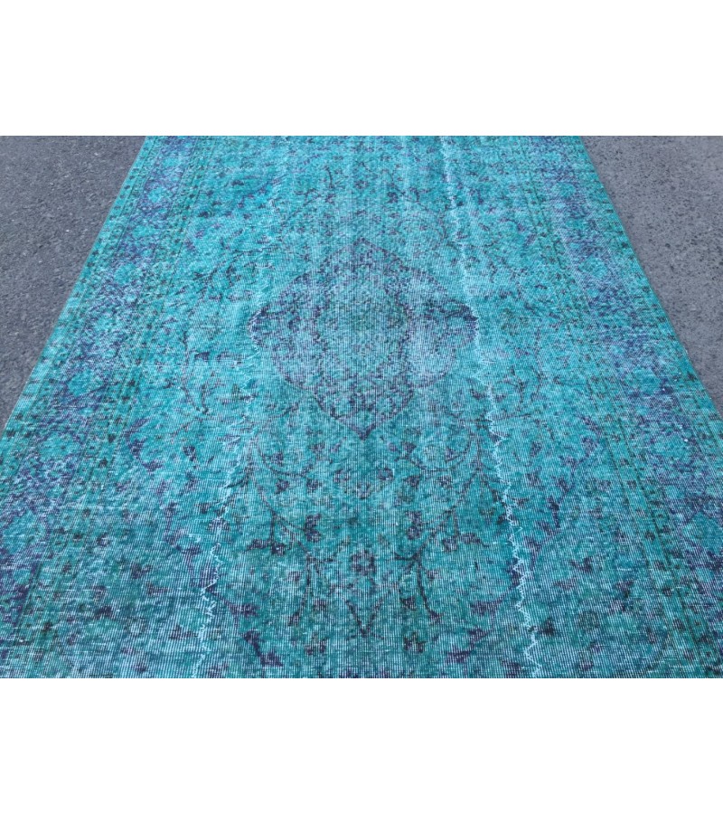 6x9 hand woven rug, , Handmade Teal Blue rug , 5'6 X 8'10 living room rug