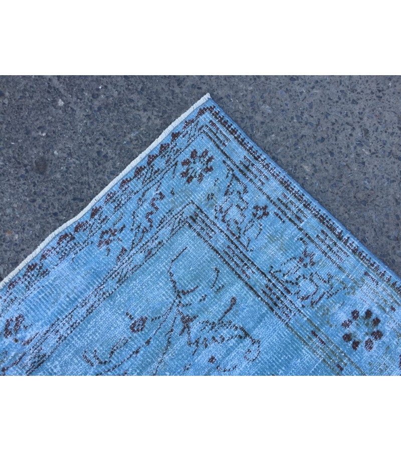 6x9 blueTurkish rug, vintage rug, oriental rug, 6'2 X 8'8 retro rug