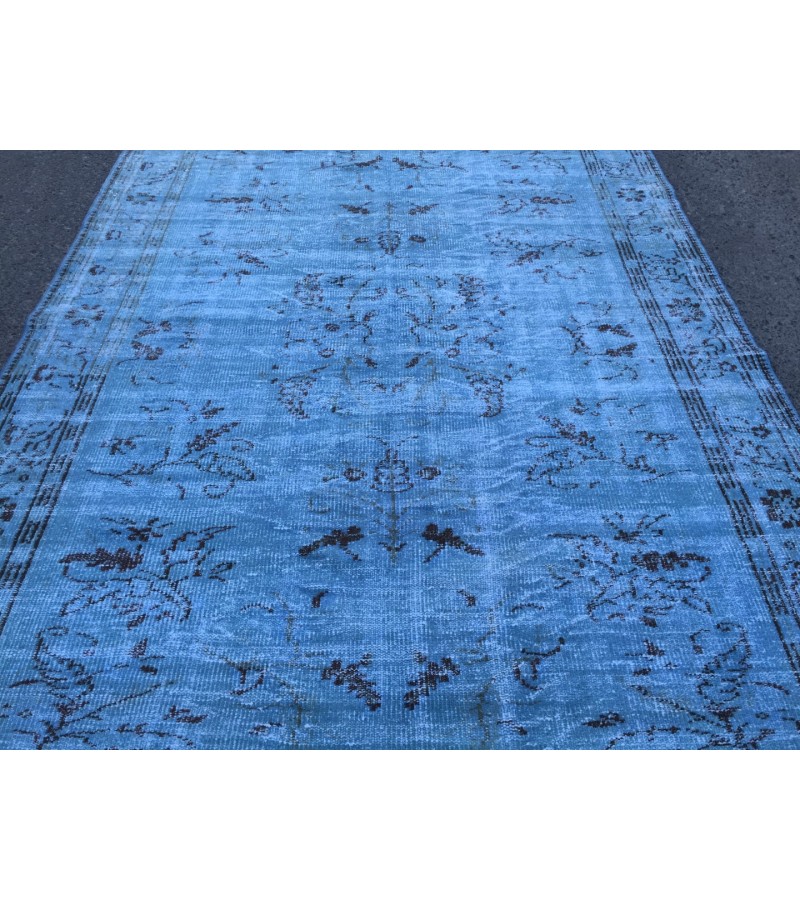 6x9 blueTurkish rug, vintage rug, oriental rug, 6'2 X 8'8 retro rug