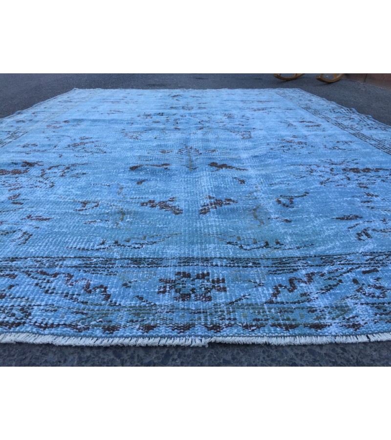 6x9 blueTurkish rug, vintage rug, oriental rug, 6'2 X 8'8 retro rug