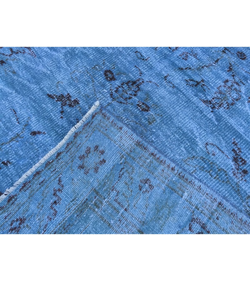 6x9 blueTurkish rug, vintage rug, oriental rug, 6'2 X 8'8 retro rug