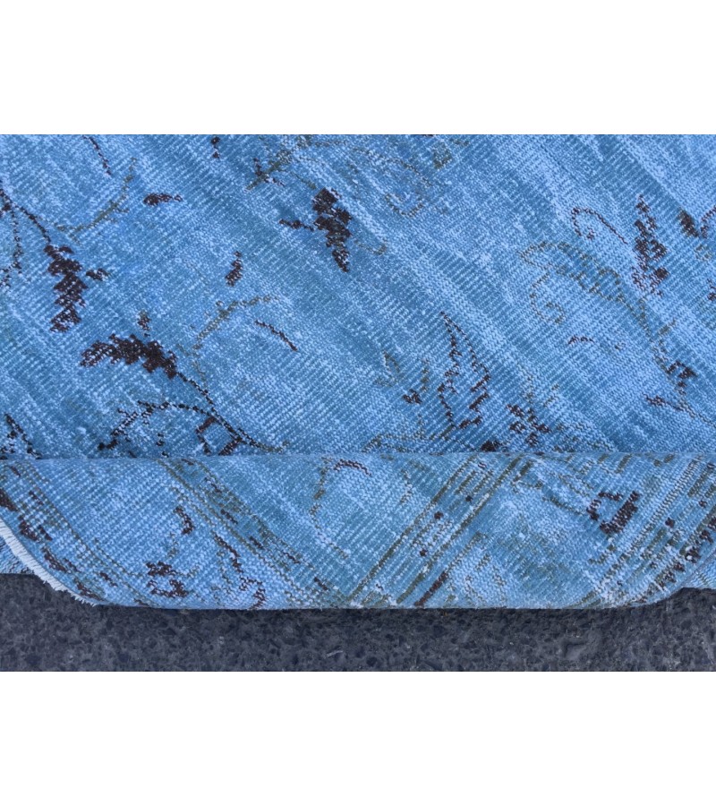 6x9 blueTurkish rug, vintage rug, oriental rug, 6'2 X 8'8 retro rug