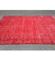 7x10 red distressed area rug, Living room rug, 6'11 X 10'4 Turkish rug
