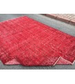 7x10 red distressed area rug, Living room rug, 6'11 X 10'4 Turkish rug