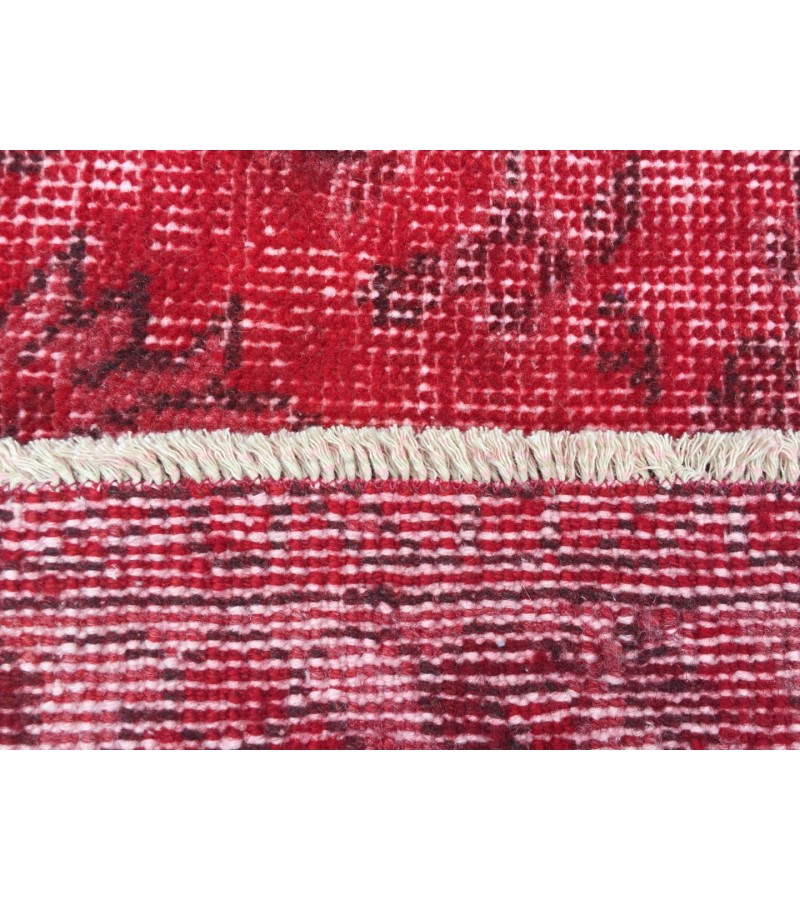 7x10 red distressed area rug, Living room rug, 6'11 X 10'4 Turkish rug