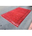 7x10 red retro rug, handmade area rug, 6'9 x 10'4 woven rug , living room rug