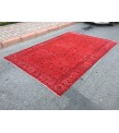 7x10 red retro rug, handmade area rug, 6'9 x 10'4 woven rug , living room rug