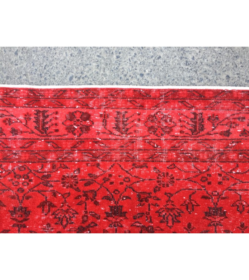 7x10 red retro rug, handmade area rug, 6'9 x 10'4 woven rug , living room rug