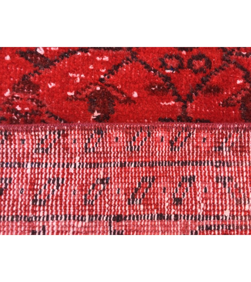 7x10 red retro rug, handmade area rug, 6'9 x 10'4 woven rug , living room rug