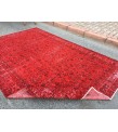 7x10 red retro rug, handmade area rug, 6'9 x 10'4 woven rug , living room rug