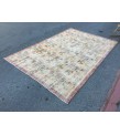 6x10 floral area rug, faded yellow rug, Vintage rug , 6'5 X 9'7 retro rug, Oriental rug