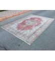 7x10 faded red gray vintage rug, , Turkish bedroom rug, 6'8 X 10' area rug