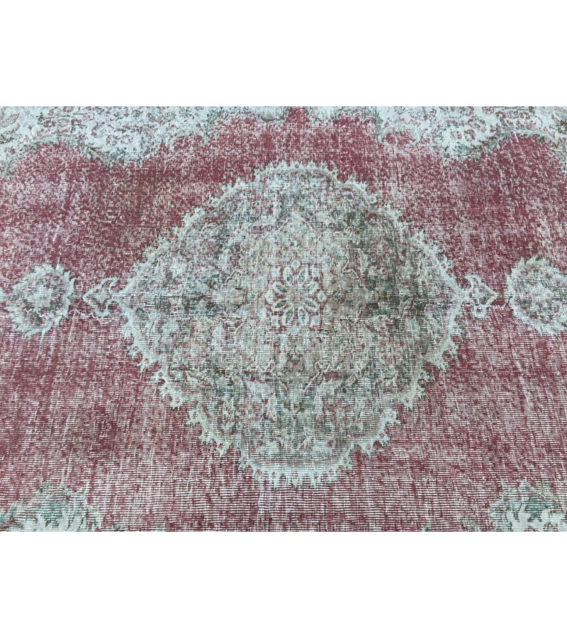 7x10 faded red gray vintage rug, , Turkish bedroom rug, 6'8 X 10' area rug