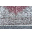 7x10 faded red gray vintage rug, , Turkish bedroom rug, 6'8 X 10' area rug