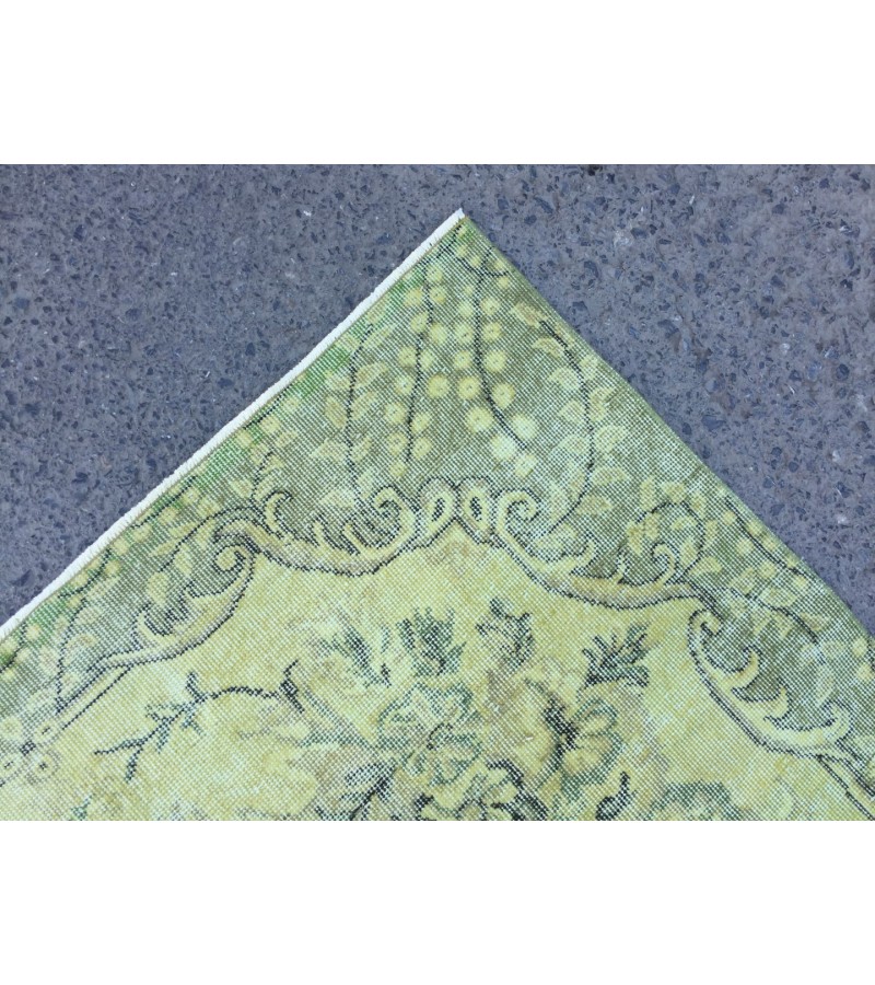 7x10 rustic green bedroom rug, retro rug, boho green rug, 6'8 X 10' wool rug