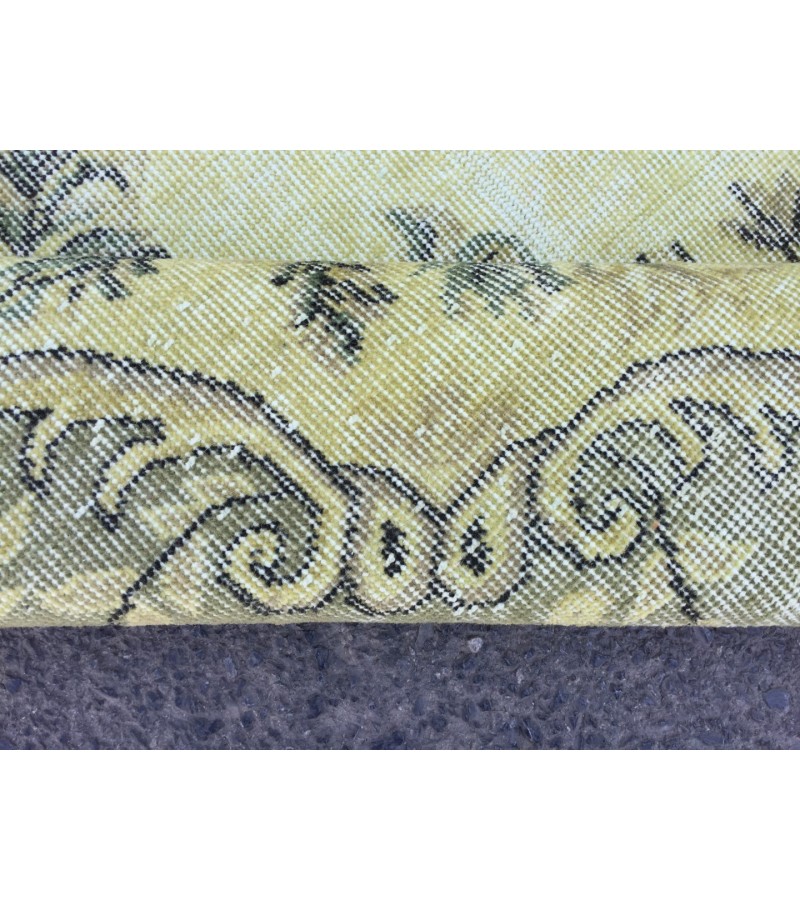 7x10 rustic green bedroom rug, retro rug, boho green rug, 6'8 X 10' wool rug