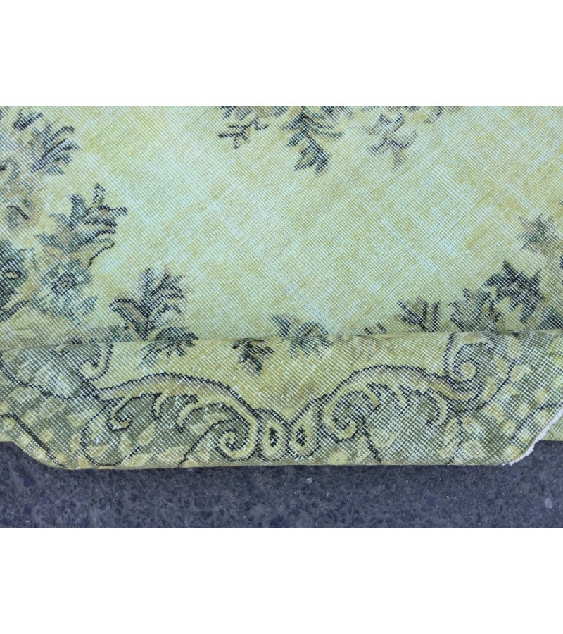 7x10 rustic green bedroom rug, retro rug, boho green rug, 6'8 X 10' wool rug