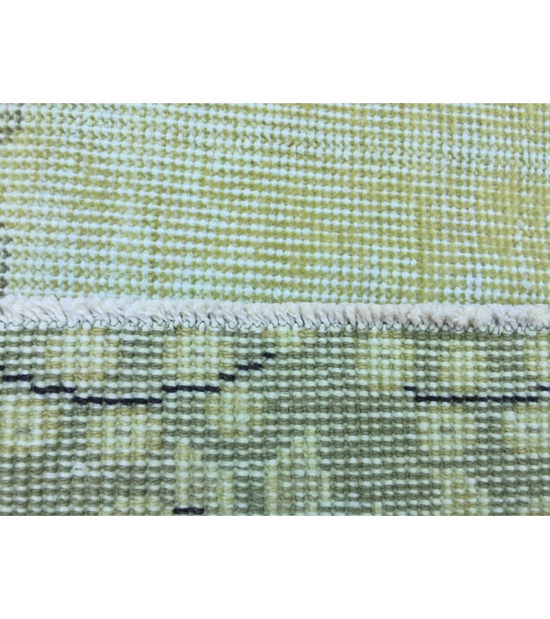 7x10 rustic green bedroom rug, retro rug, boho green rug, 6'8 X 10' wool rug