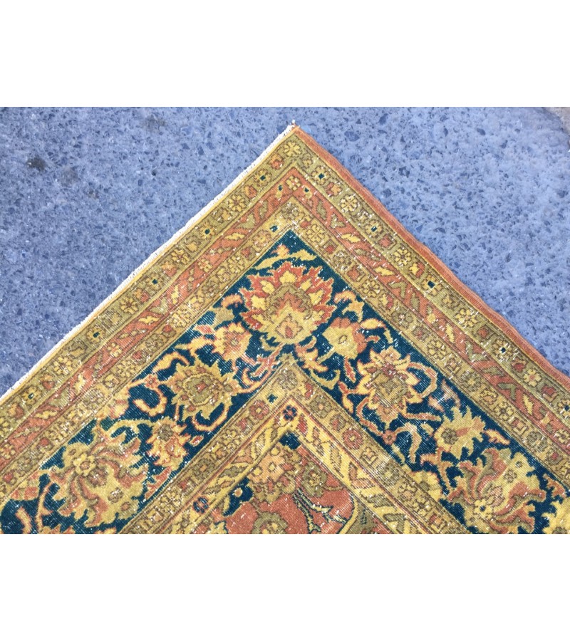 8x11 oversize Oushak rug , red yellow green rug, 7'11 X 11'2 Handmade vintage rug