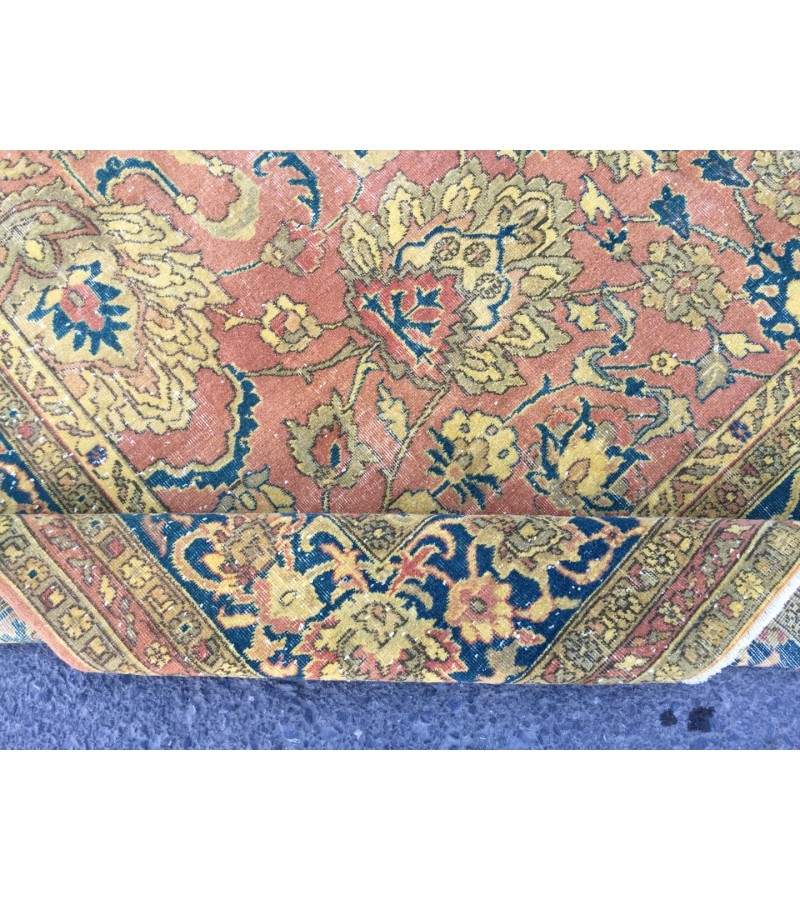 8x11 oversize Oushak rug , red yellow green rug, 7'11 X 11'2 Handmade vintage rug