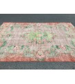 7x11 oversize retro rug, Area rug, Brown Orange Green Living room rug,7'3 X 10'9 Floral Bedroom rug