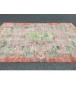 7x11 oversize retro rug, Area rug, Brown Orange Green Living room rug,7'3 X 10'9 Floral Bedroom rug