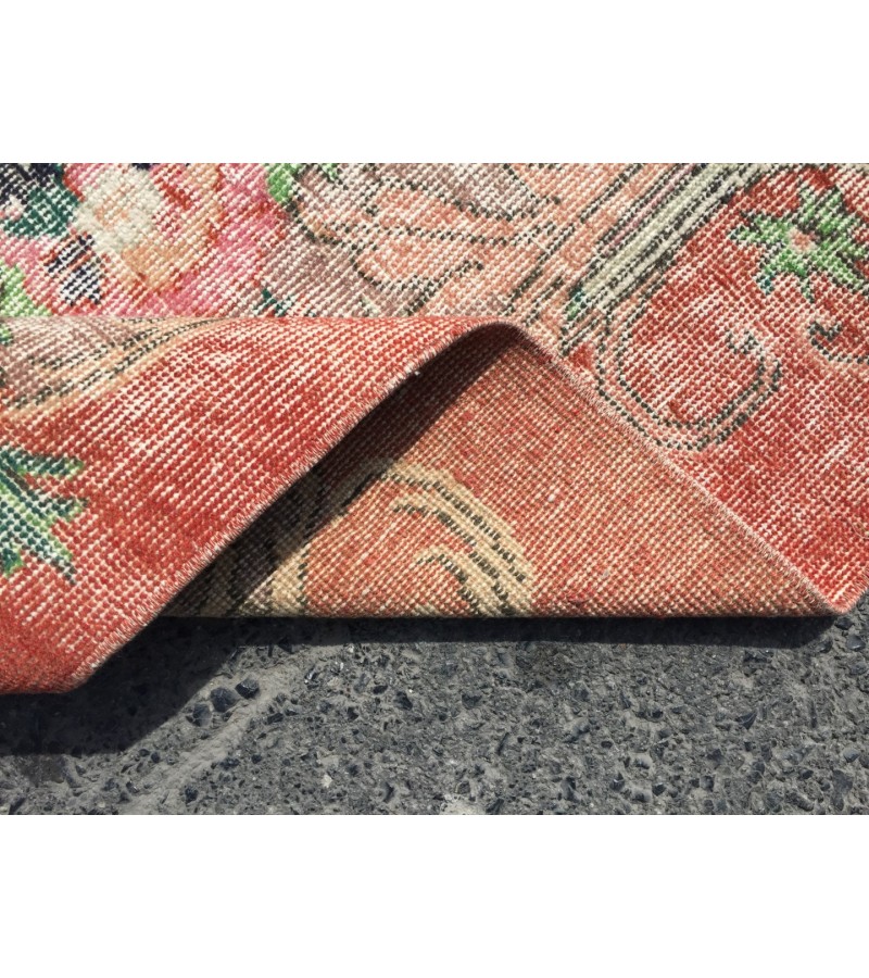 7x11 oversize retro rug, Area rug, Brown Orange Green Living room rug,7'3 X 10'9 Floral Bedroom rug