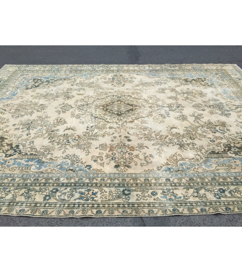 10x14 rug for living room, distressed rug, beige brown blue rug, 9'9 X 13'6 bed plan rug